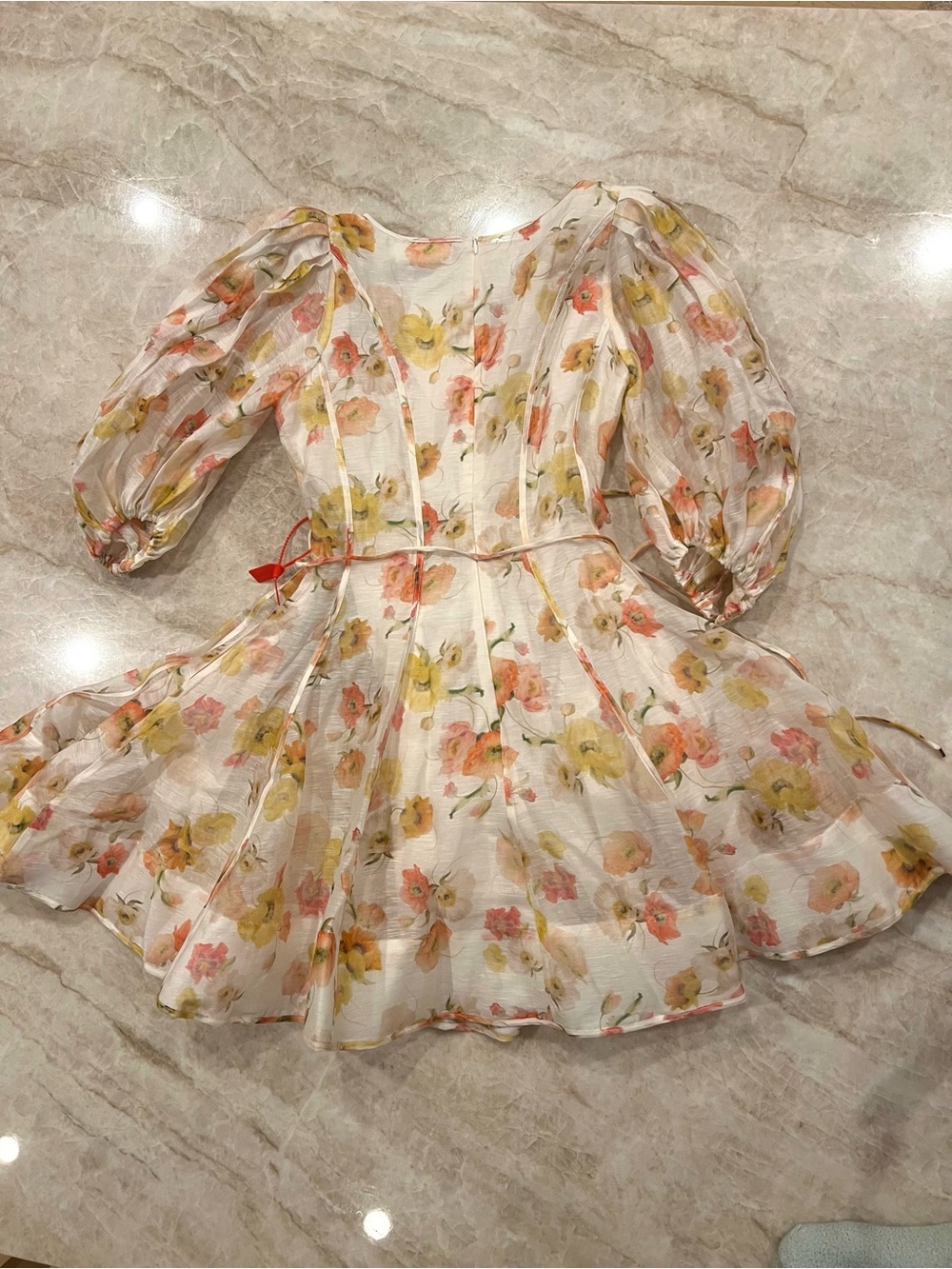 Zimmermann NWT Floral Linen Blend Dress with Detachable Belt Size 1 fits US 4-6 - Picture 6 of 6